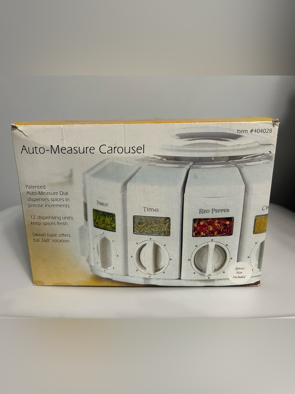 Auto-Measure Carousel Spice Organizer & Dispenser- White